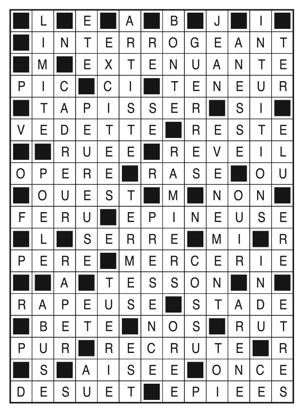 Solutions des mots fléchés du précédent numéro