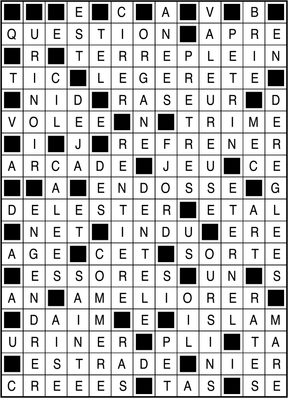 Solutions des mots fléchés du précédent numéro