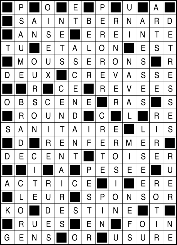 Solutions des mots fléchés du précédent numéro