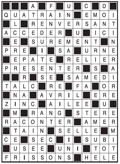 Solutions des mots fléchés du précédent numéro