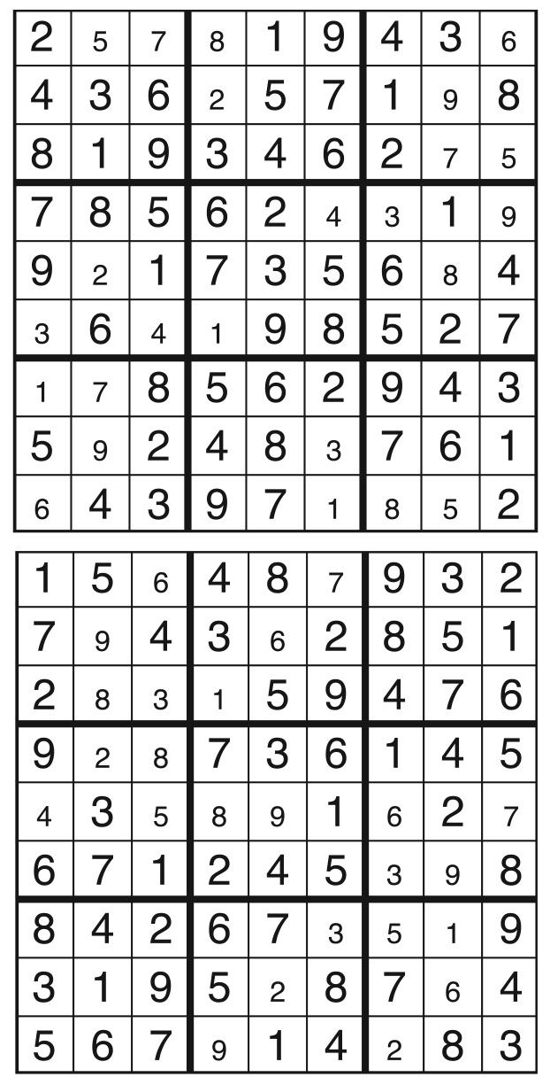Solutions des sudokus du précédent numéro
