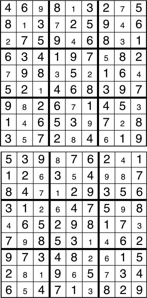 Solutions des sudokus du précédent numéro