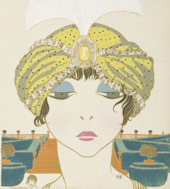 Phototypie colorée au pochoir de l'illustrateur Georges Lepape pour Paul Poiret. Photo Musée musée parisien des Arts décoratifs 