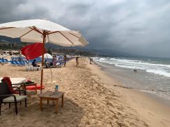 A lifeguard post on the Jbeil coast, near Edde Sands private beach area, on July 21, 2025. (Credit: Lilia Geha/L’Orient-Le Jour)