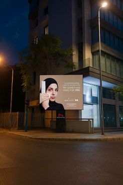 A billboard for the Lebanese skincare brand Antati on a street in Ashrafieh. (Photo provided to L'Orient-Le Jour by Antati)