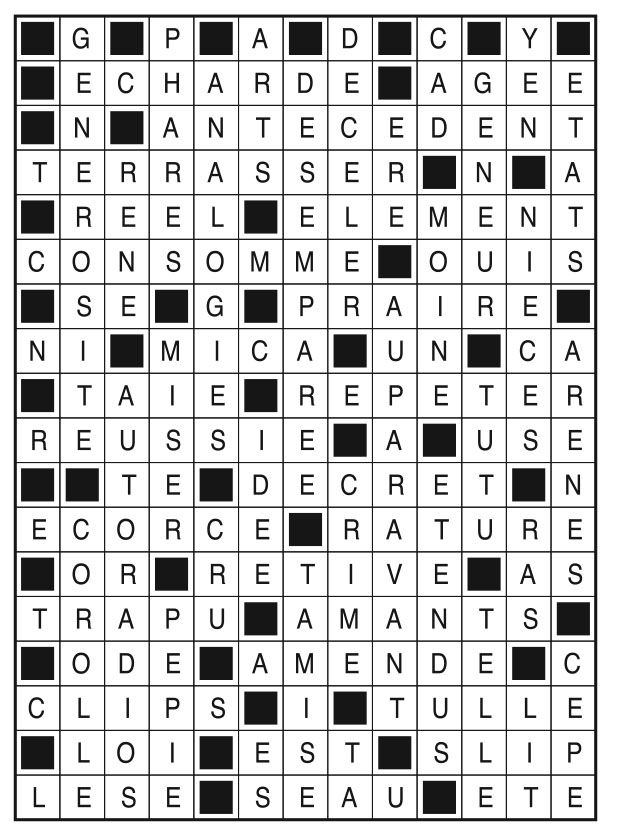 Solutions des mots fléchés du précédent numéro
