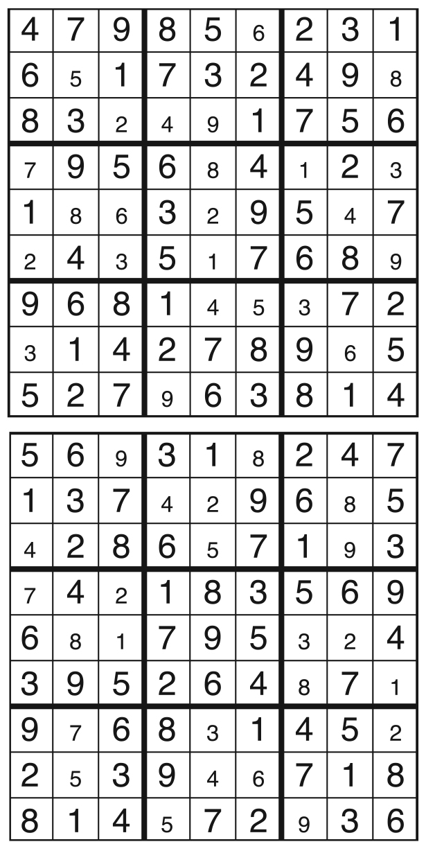 Solutions des sudokus du précédent numéro
