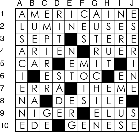 Solutions des mots croisés du précédent numéro