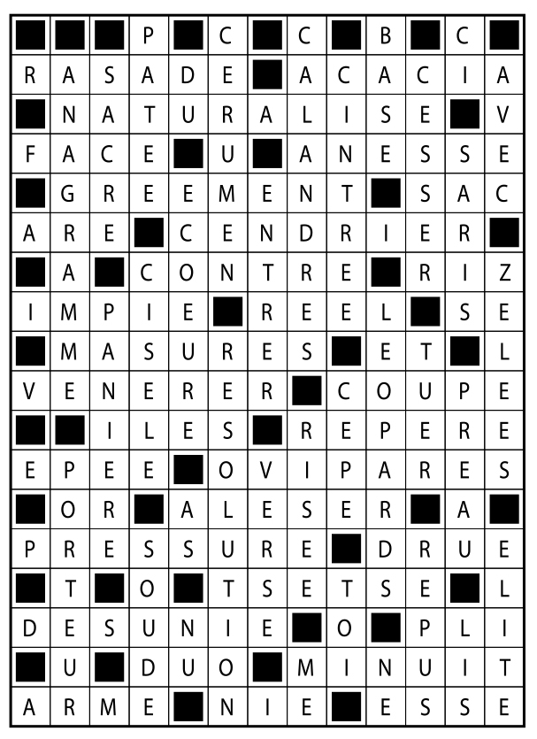 Solutions des mots fléchés du précédent numéro