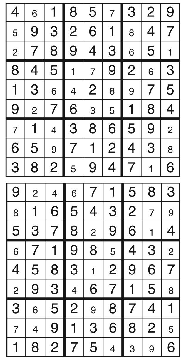 Solutions des sudokus du précédent numéro