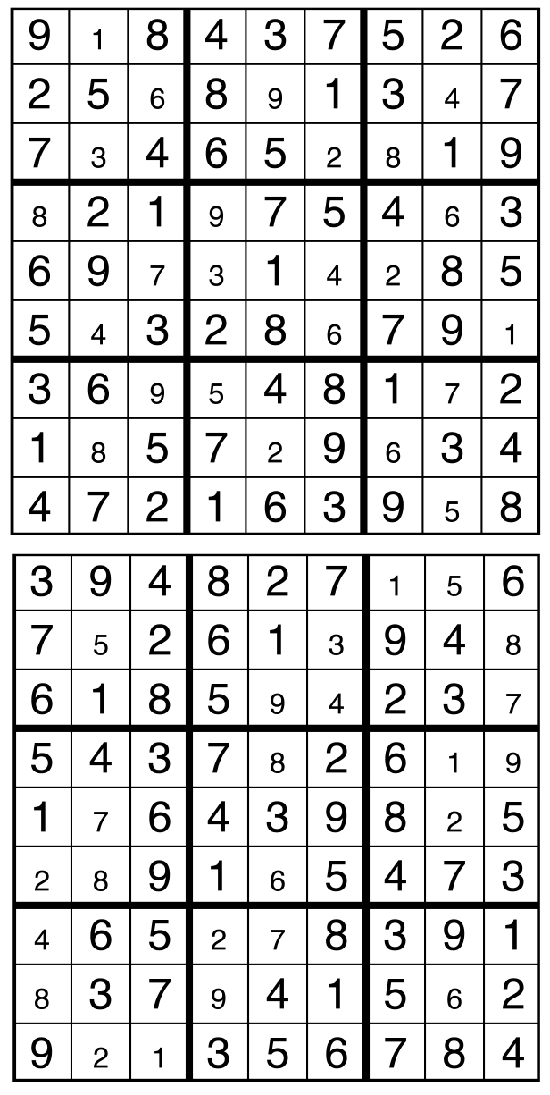 Solutions des sudokus du précédent numéro