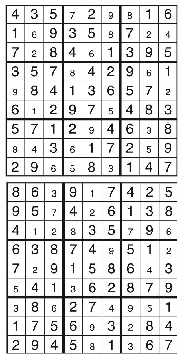 Solutions des sudokus du précédent numéro