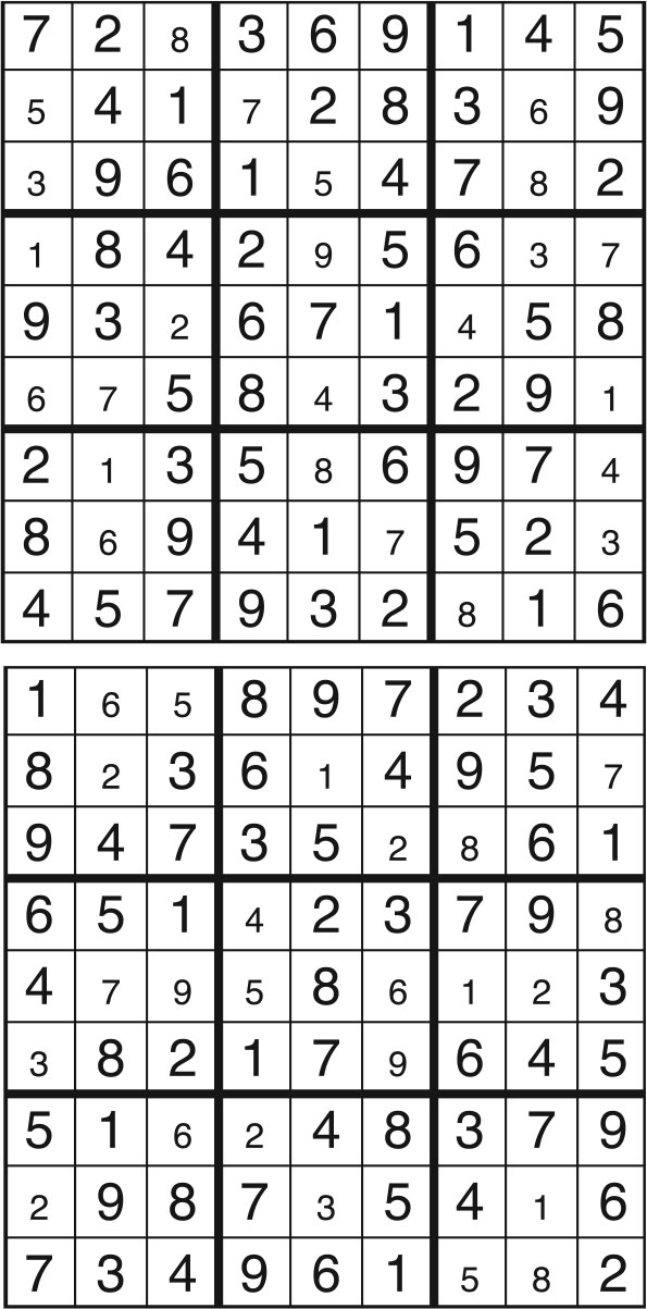 Solutions des sudokus du précédent numéro