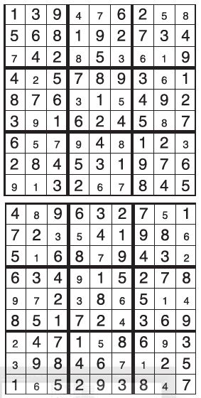 Solutions des sudokus du précédent numéro