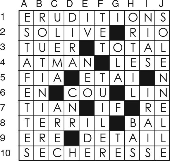 Solutions des mots croisés du précédent numéro
