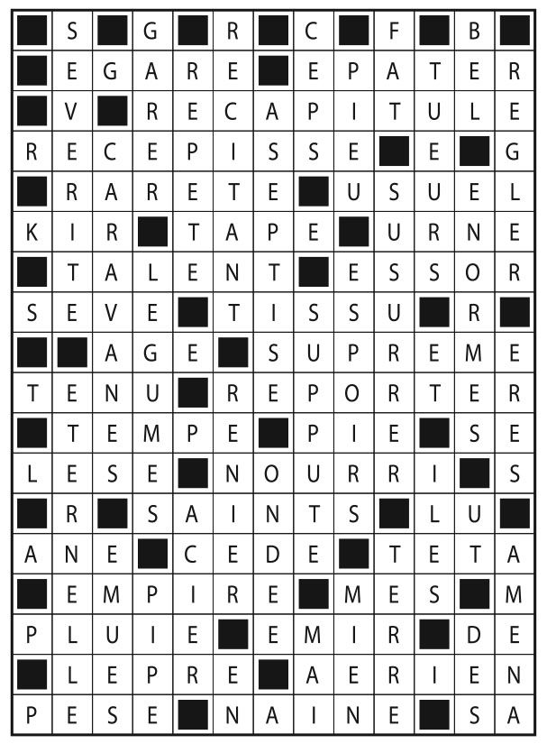 Solutions des mots fléchés du précédent numéro