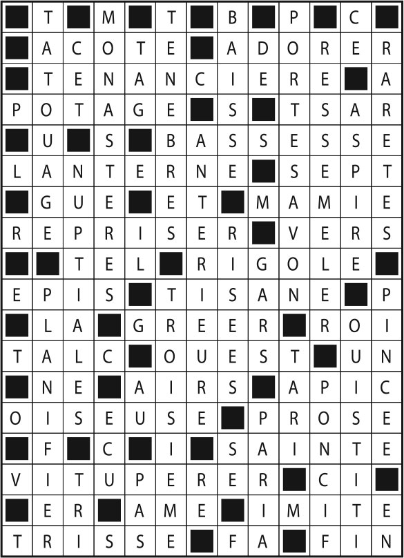 Solutions des mots fléchés du précédent numéro
