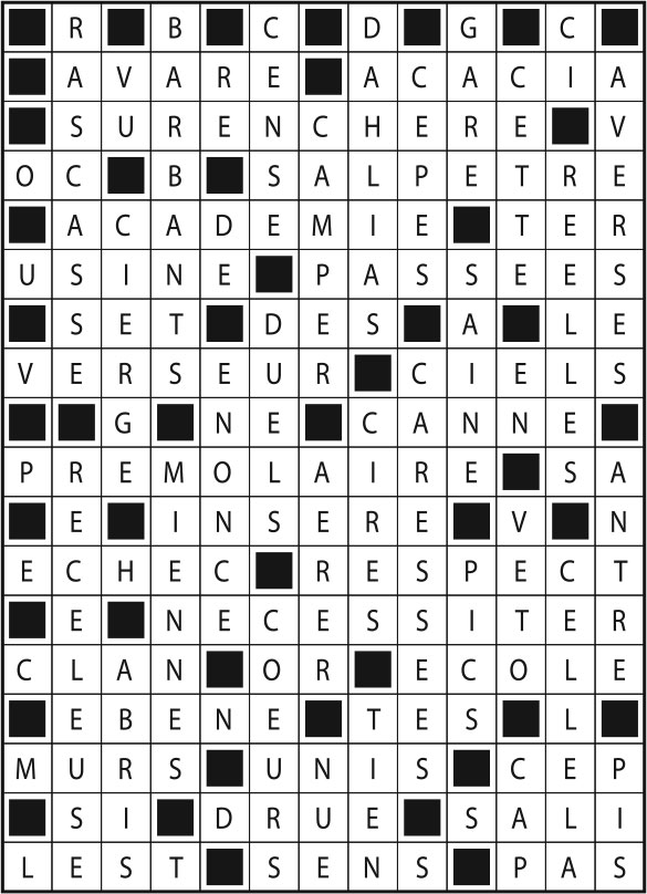 Solutions des mots fléchés du précédent numéro