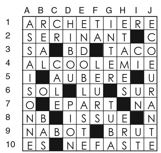 Solutions des mots croisés du précédent numéro
