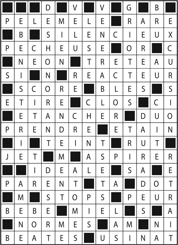 Solutions des mots fléchés du précédent numéro