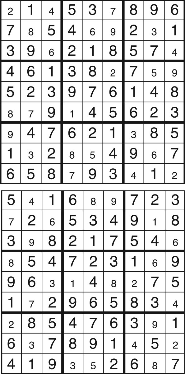 Solutions des sudokus du précédent numéro