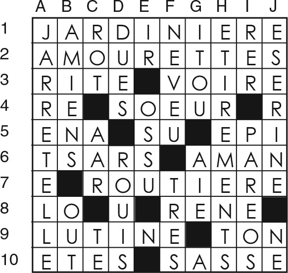 Solutions des mots croisés du précédent numéro