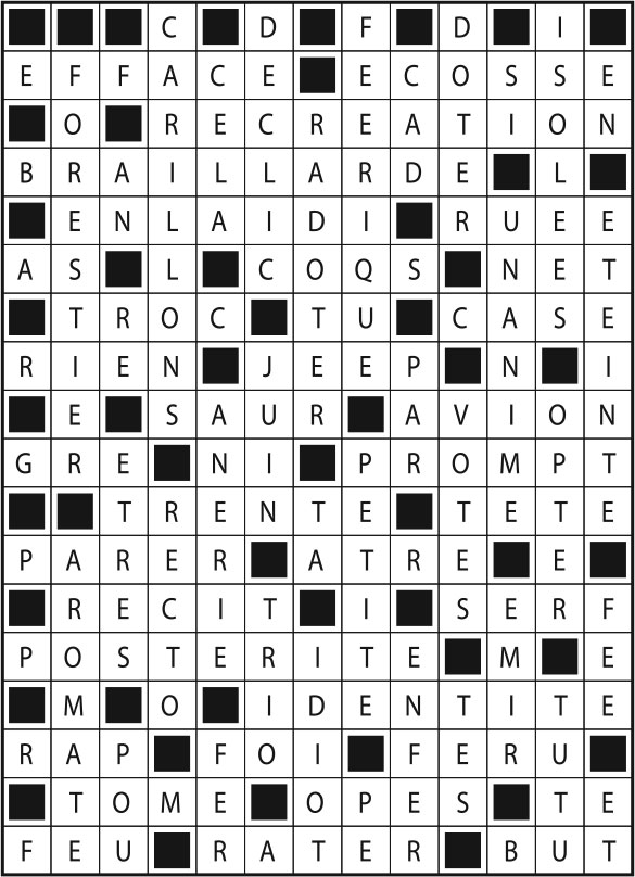 Solutions des mots fléchés du précédent numéro