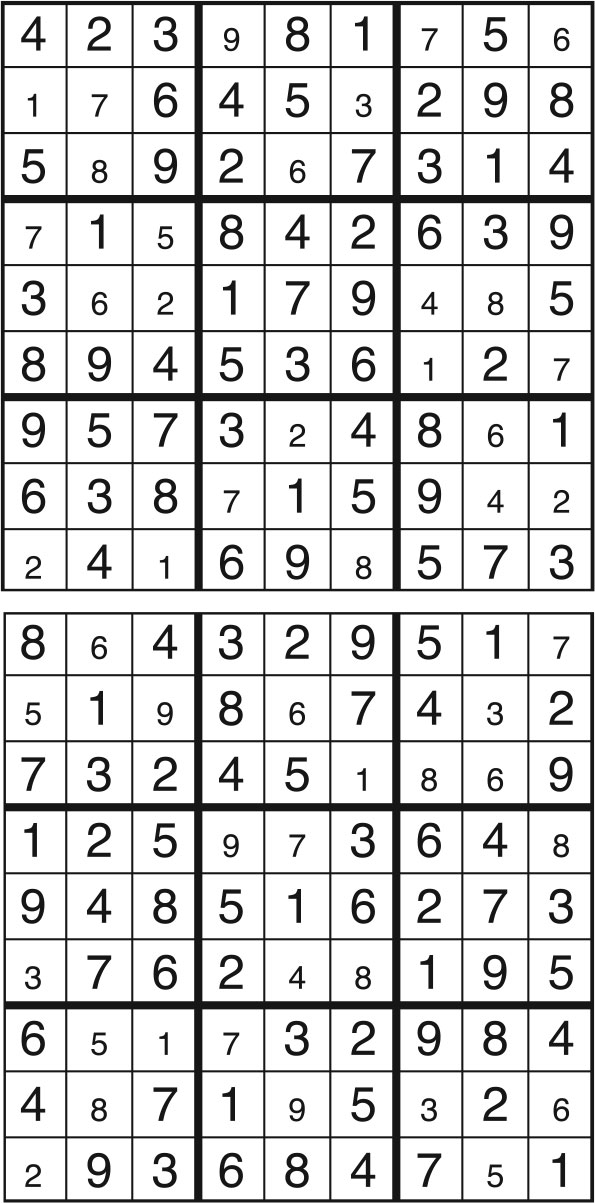 Solutions des sudokus du précédent numéro