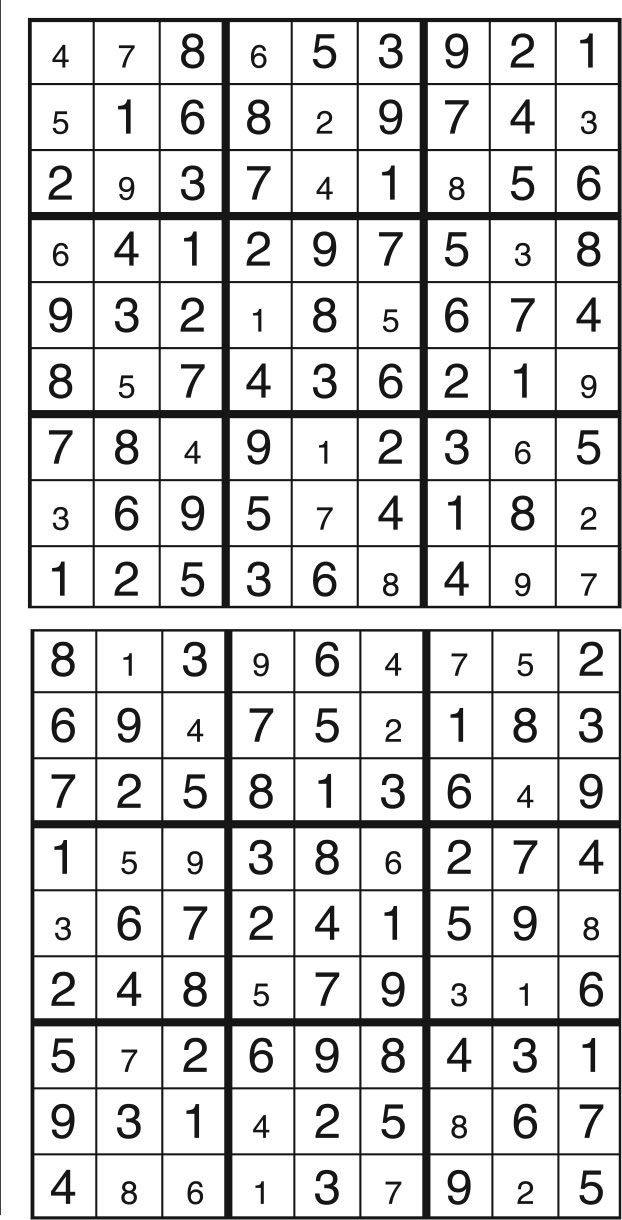 Solutions des sudokus du précédent numéro