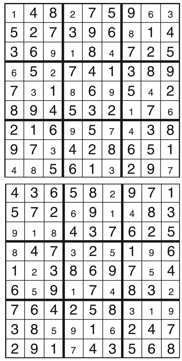 Solutions des sudokus du précédent numéro