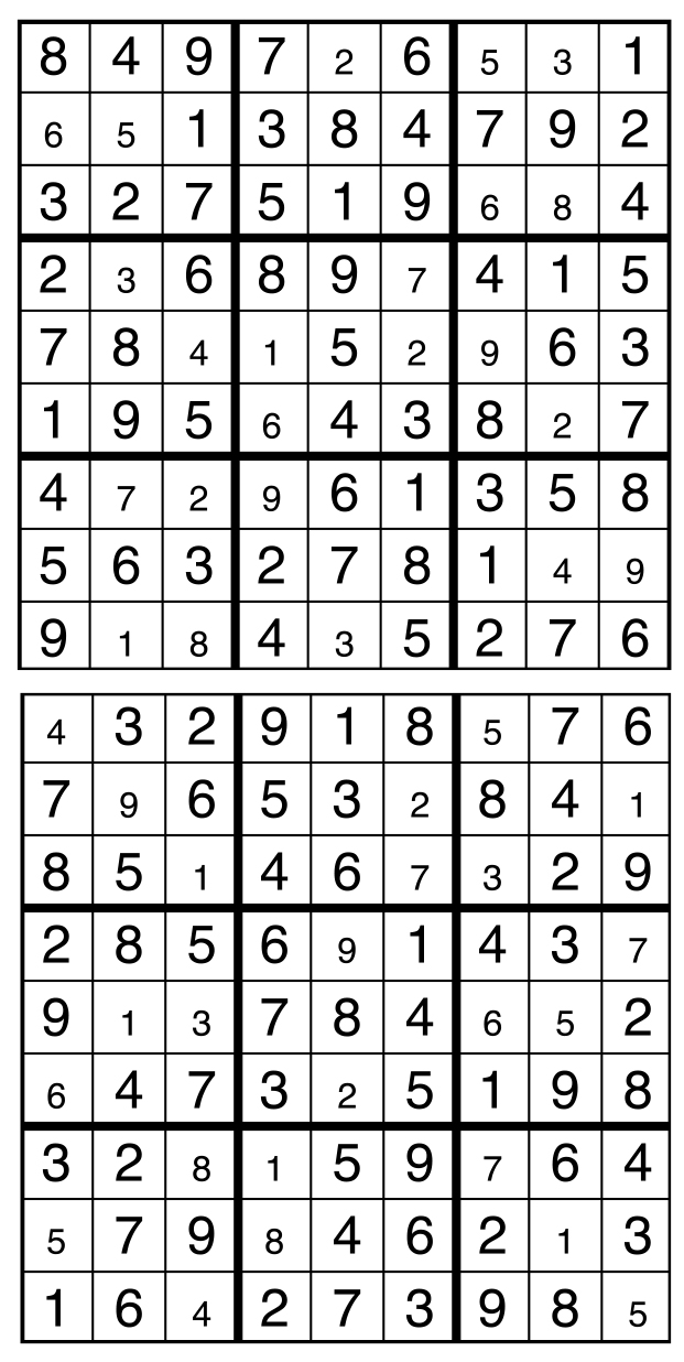 Solutions des sudokus du précédent numéro