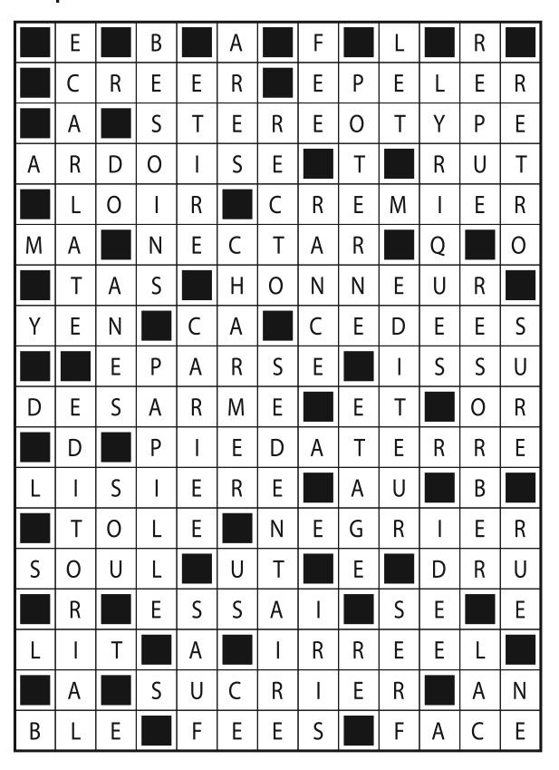 Solutions des mots fléchés du précédent numéro