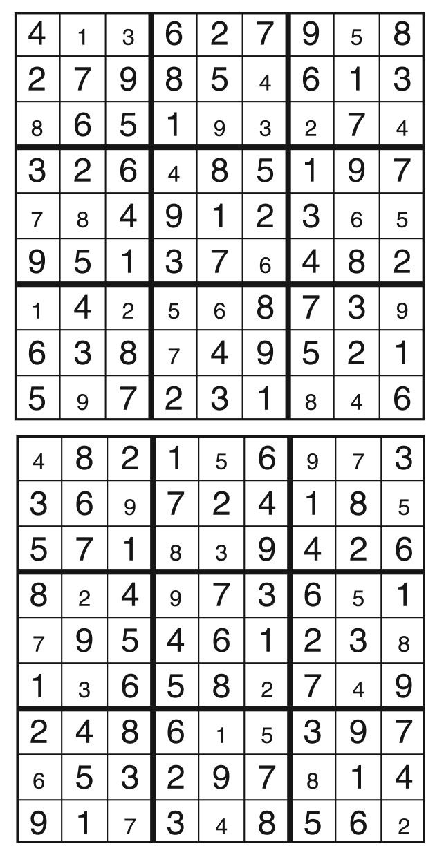 Solutions des sudokus du précédent numéro