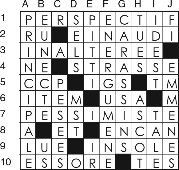 Solutions des mots croisés du précédent numéro