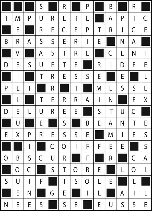 Solutions des mots fléchés du précédent numéro