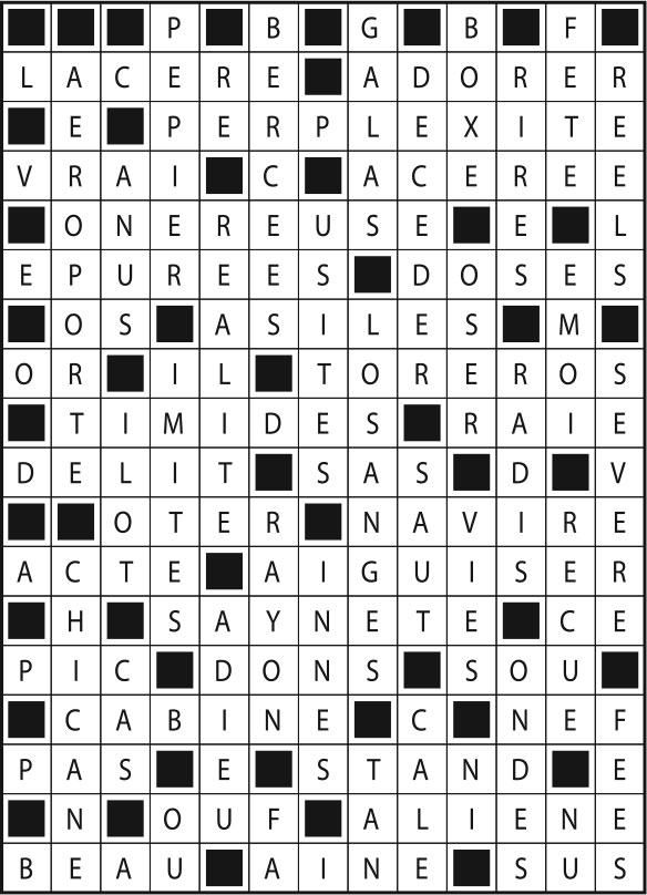 Solutions des mots fléchés du précédent numéro
