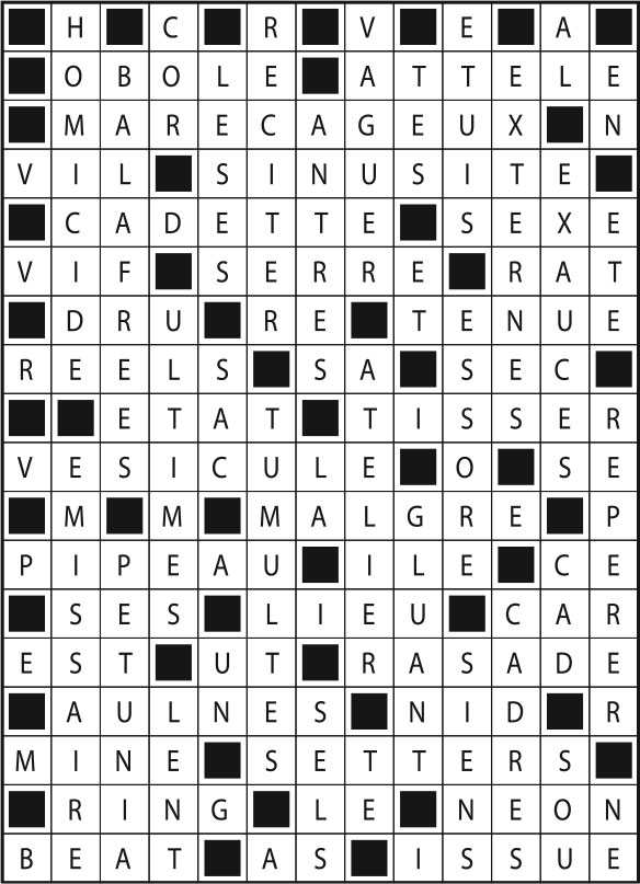 Solutions des mots fléchés du précédent numéro