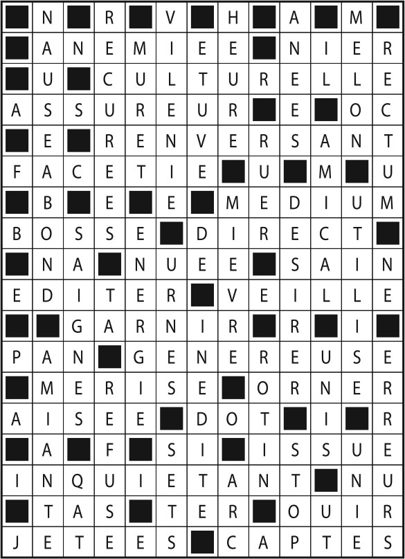 Solutions des mots fléchés du précédent numéro