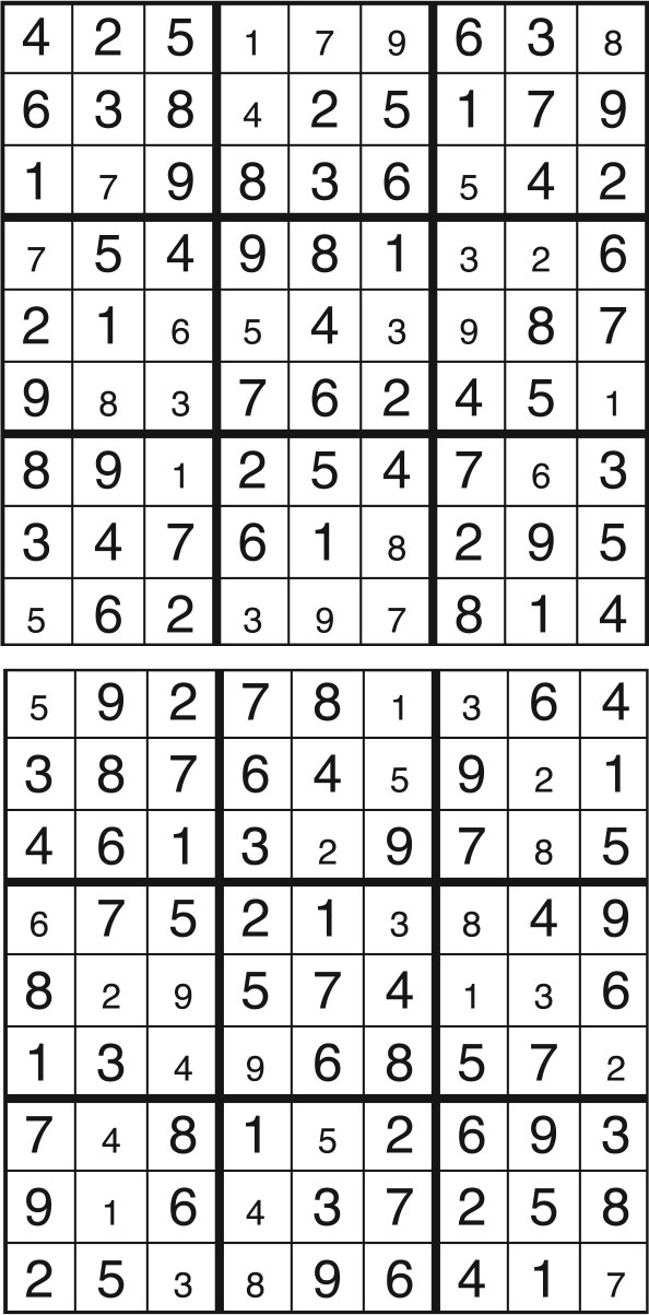 Solutions des sudokus du précédent numéro