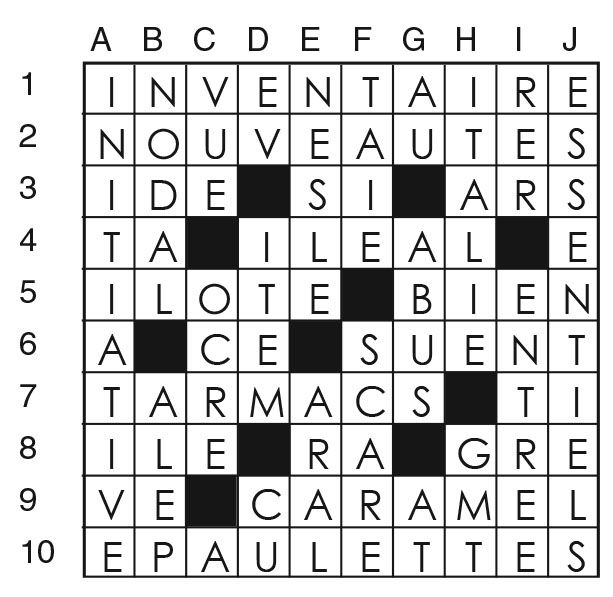 Solutions des mots croisés du précédent numéro
