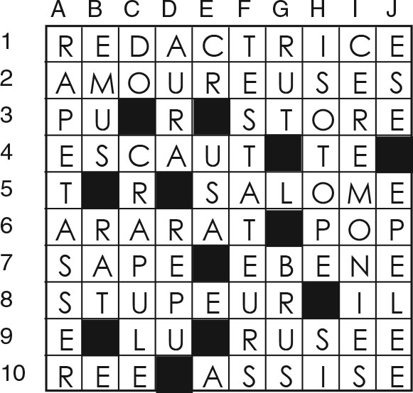Solutions des mots croisés du précédent numéro