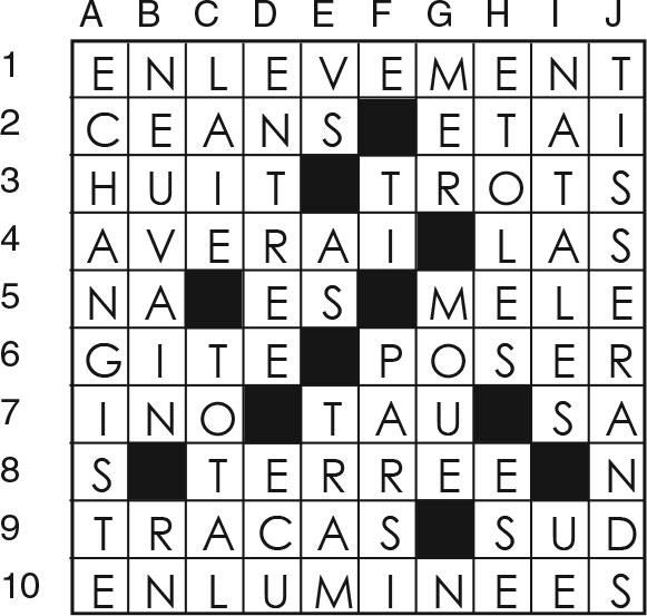 Solutions des mots croisés du précédent numéro