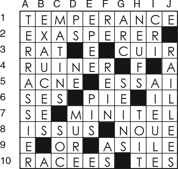 Solutions des mots croisés du précédent numéro