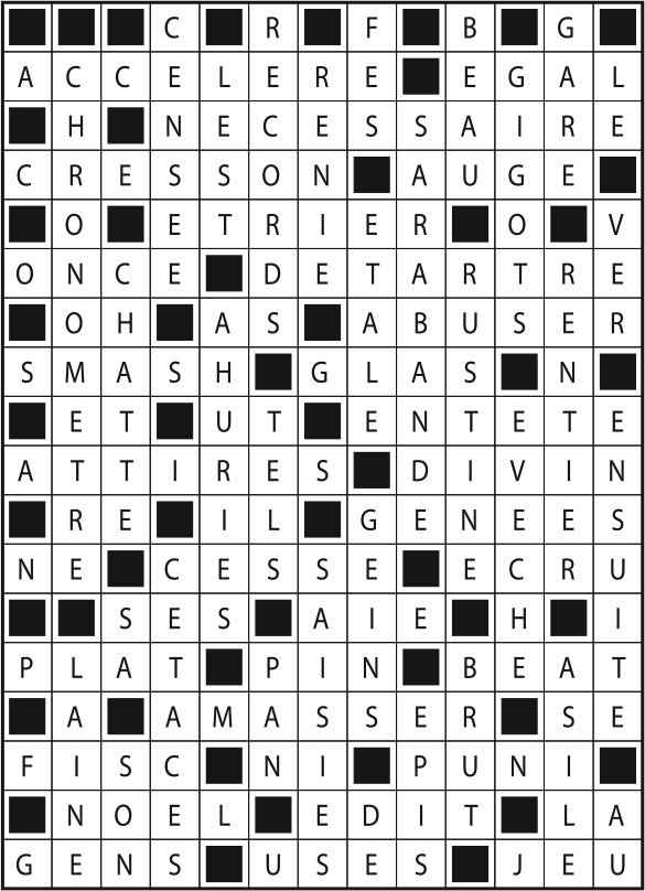 Solutions des mots fléchés du précédent numéro