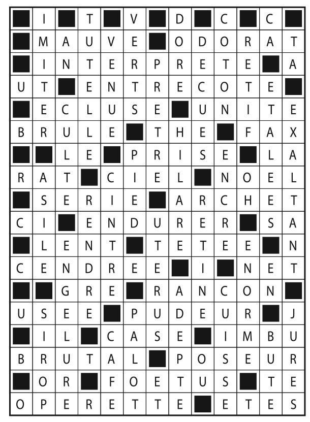 Solutions des mots fléchés du précédent numéro