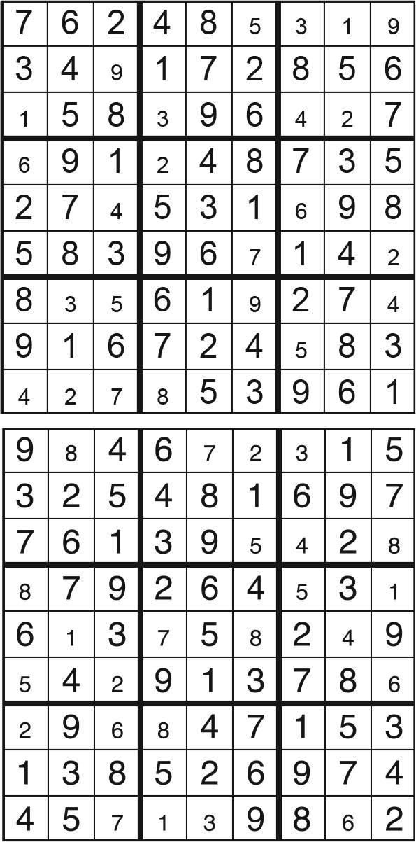Solutions des sudokus du précédent numéro