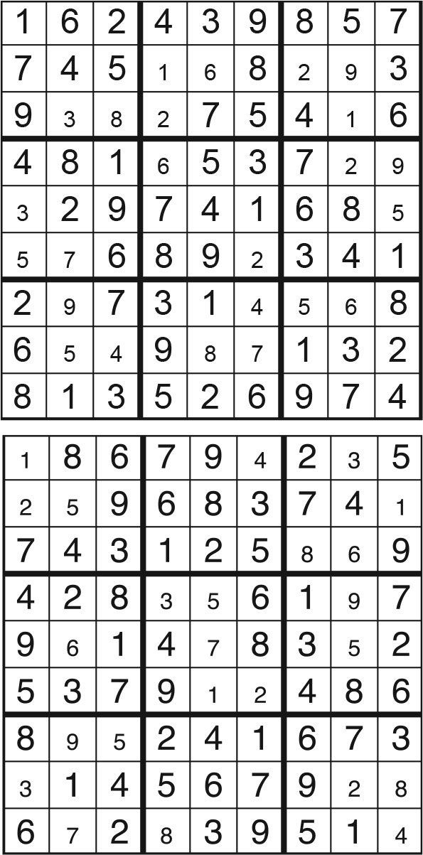 Solutions des sudokus du précédent numéro