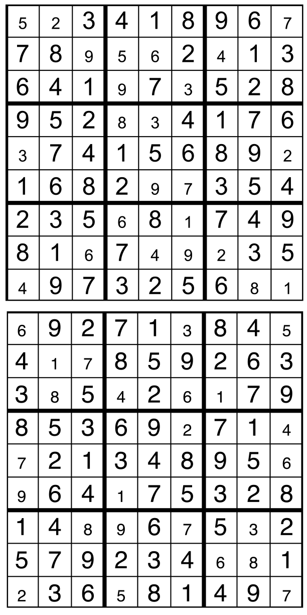 Solutions des sudokus du précédent numéro