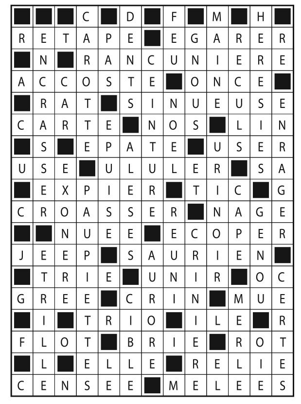 Solutions des mots fléchés du précédent numéro