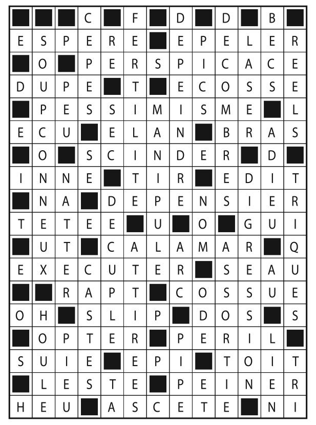 Solutions des mots fléchés du précédent numéro